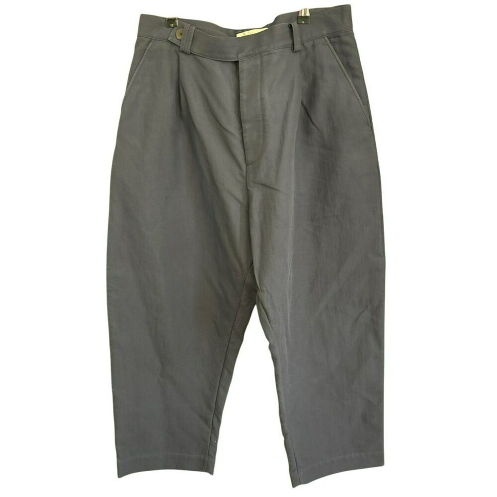 Studio Nicholson Men's Navy Blue Voli Double Cotton Oversized Cropped Pants XL